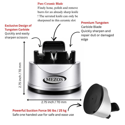 Kitchen Chef Knife and Scissors Sharpener - 3-Stage Sharpening Tool for Straight and Serrated Knives - Repair and Restore Blades