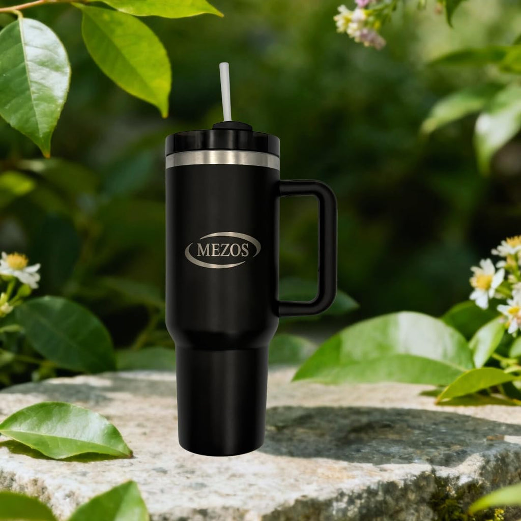 MEZOS 40oz Tumbler with Handle, 2-in-1 Leak-Proof Lid (Straw/Flip), Insulated Stainless Steel Travel Mug, Wide Mouth Water Cup, Cup Holder Friendly, Dishwasher Safe