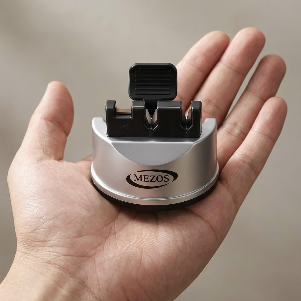 Kitchen Chef Knife and Scissors Sharpener - 3-Stage Sharpening Tool for Straight and Serrated Knives - Repair and Restore Blades