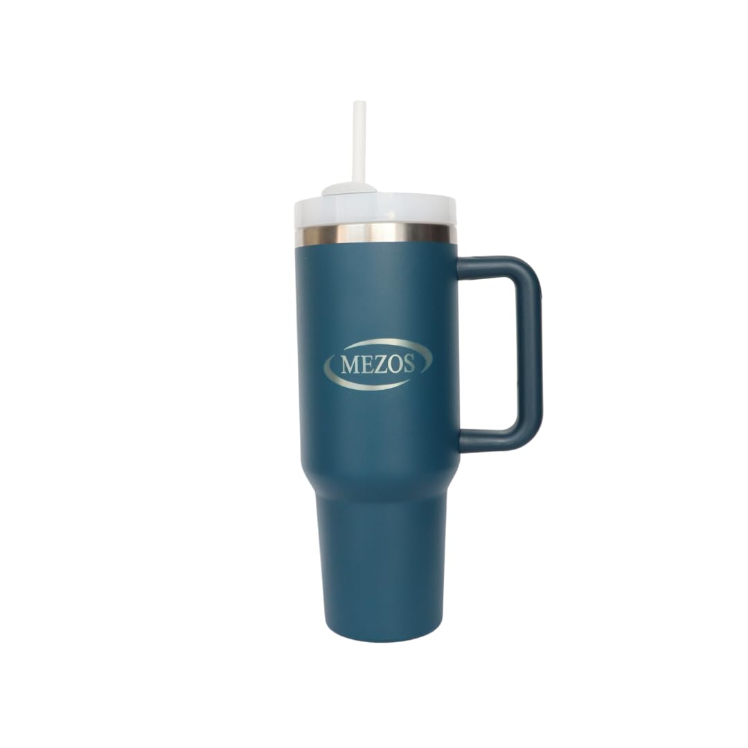 MEZOS 40oz Tumbler with Handle, 2-in-1 Leak-Proof Lid (Straw/Flip), Insulated Stainless Steel Travel Mug, Wide Mouth Water Cup, Cup Holder Friendly, Dishwasher Safe