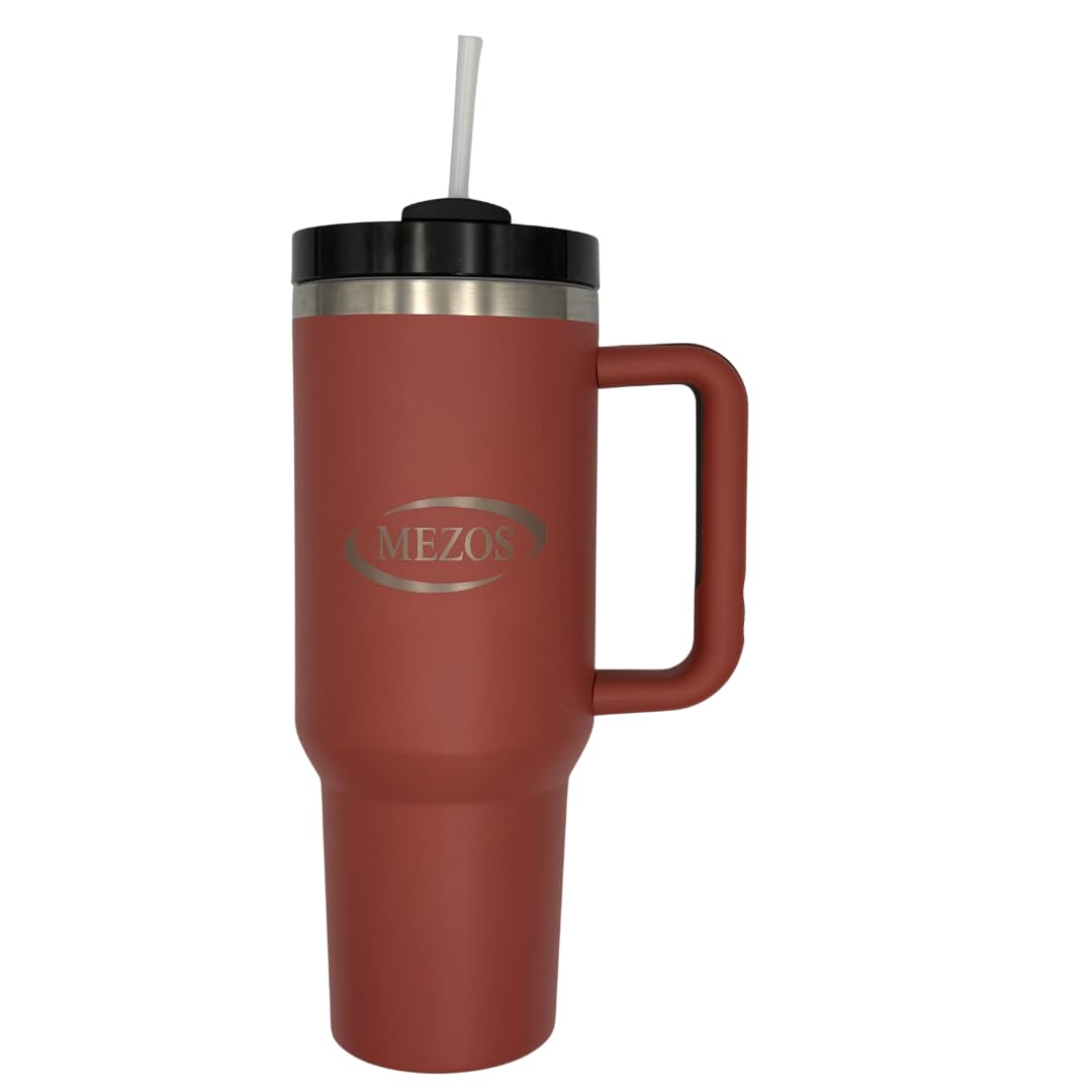 MEZOS 40oz Tumbler with Handle, 2-in-1 Leak-Proof Lid (Straw/Flip), Insulated Stainless Steel Travel Mug, Wide Mouth Water Cup, Cup Holder Friendly, Dishwasher Safe
