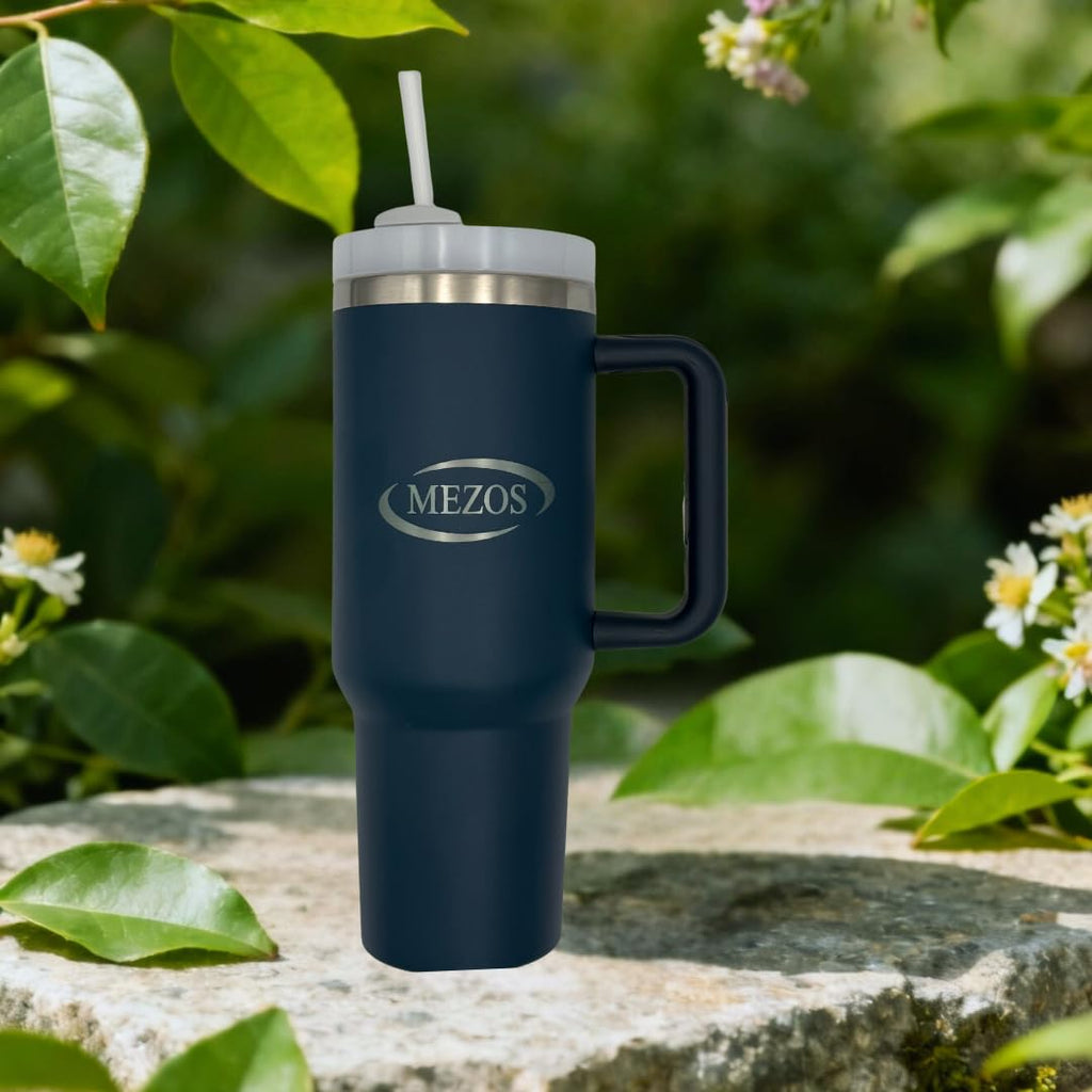MEZOS 40oz Tumbler with Handle, 2-in-1 Leak-Proof Lid (Straw/Flip), Insulated Stainless Steel Travel Mug, Wide Mouth Water Cup, Cup Holder Friendly, Dishwasher Safe