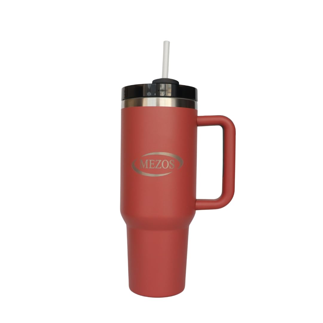 MEZOS 40oz Tumbler with Handle, 2-in-1 Leak-Proof Lid (Straw/Flip), Insulated Stainless Steel Travel Mug, Wide Mouth Water Cup, Cup Holder Friendly, Dishwasher Safe
